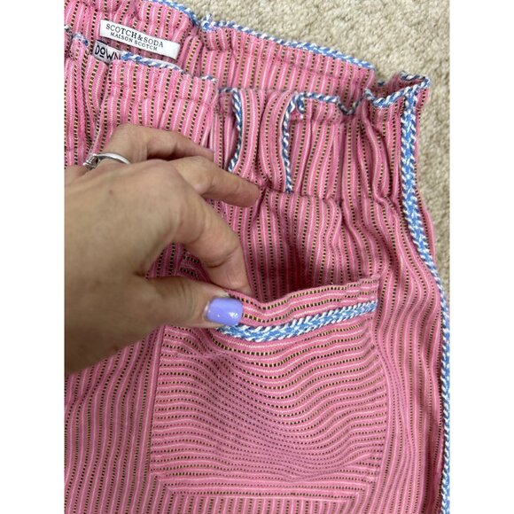 Scotch & Soda Pink Striped Downtown Surf Shorts with Shell Charm Size 2 - Picture 4 of 11